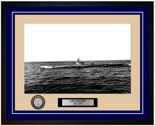 USS Macabi SS-375 Framed Navy Ship Photo Blue
