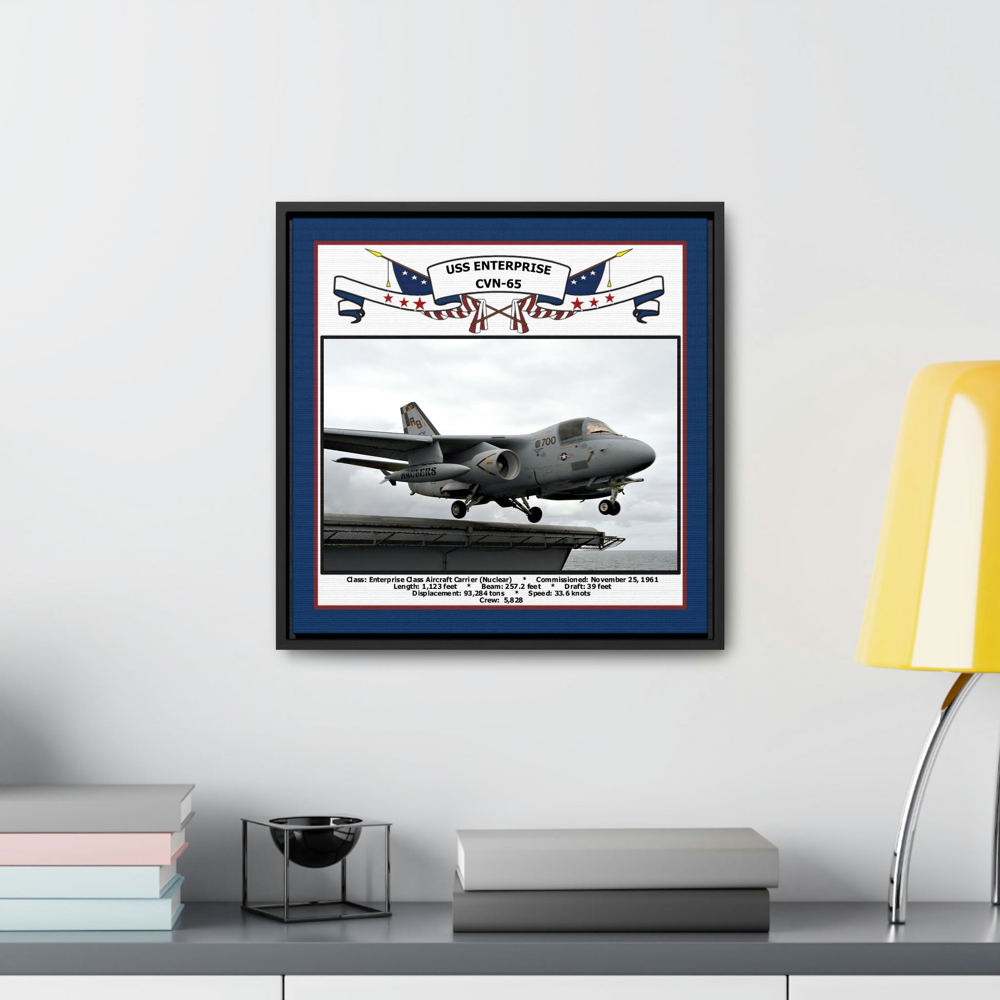 USS Enterprise CVN-65 Navy Floating Frame Photo Desk View