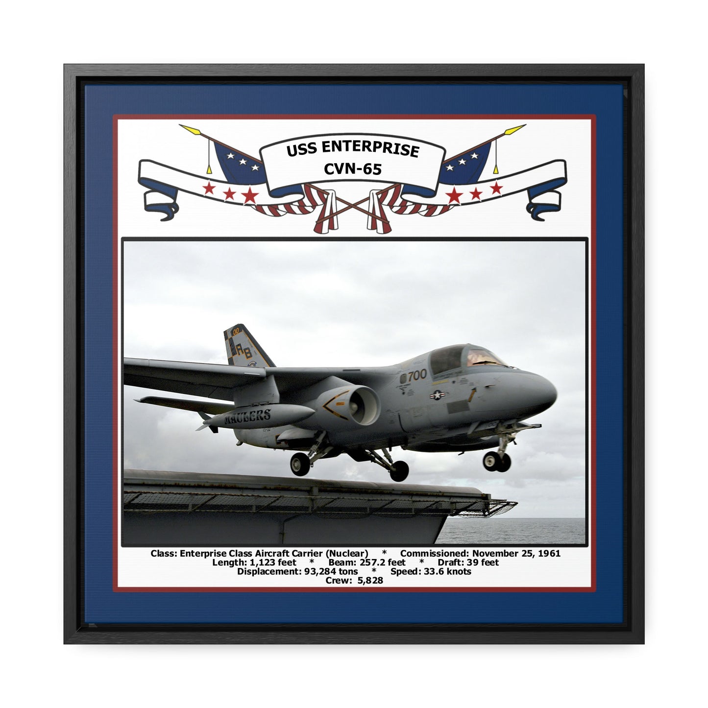 USS Enterprise CVN-65 Navy Floating Frame Photo Front View