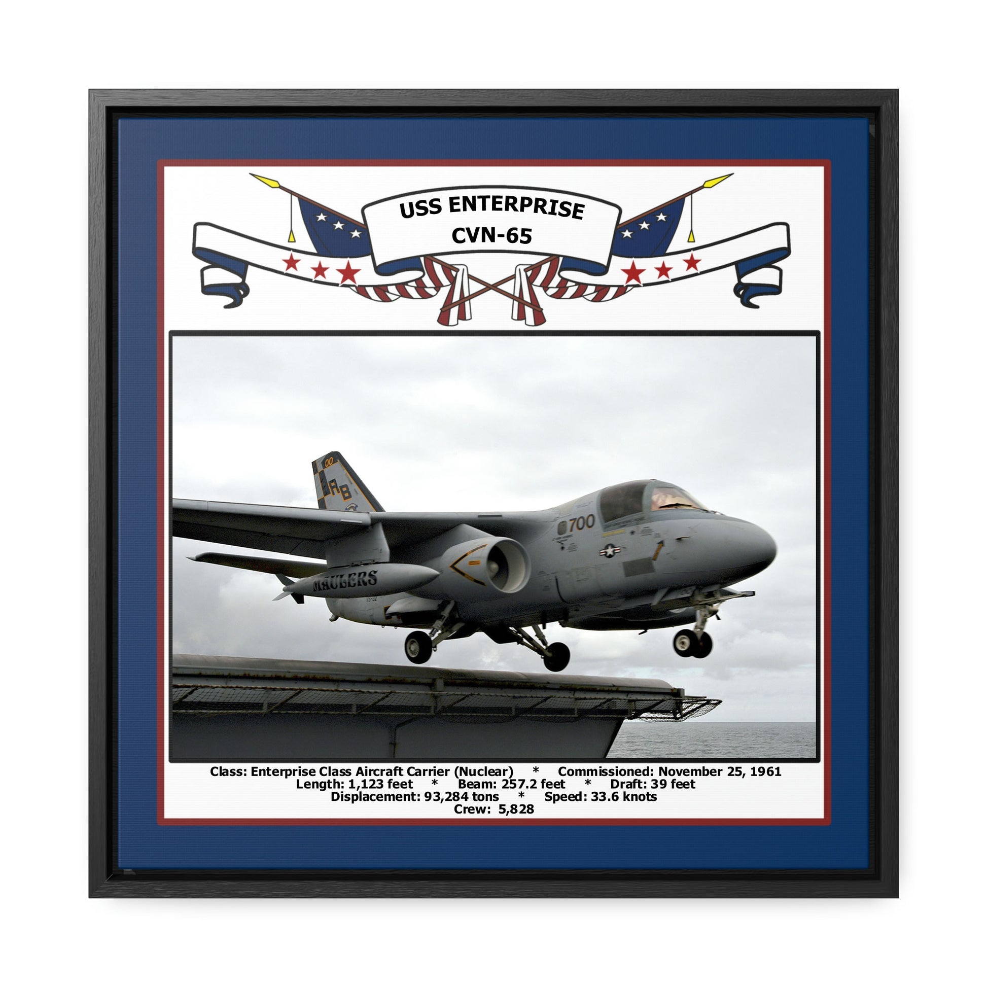 USS Enterprise CVN-65 Navy Floating Frame Photo Front View