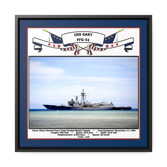 USS Gary FFG-51 Navy Floating Frame Photo Front View