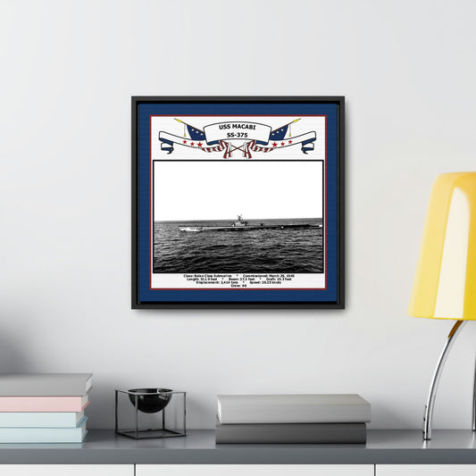 USS Macabi SS-375 Navy Floating Frame Photo Desk View