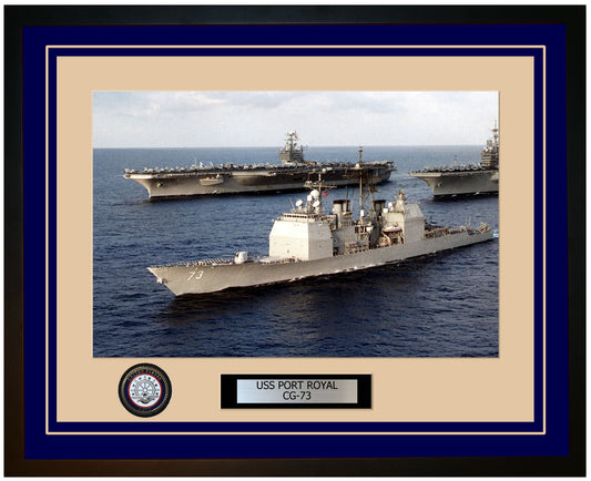 USS PORT ROYAL CG-73 Framed Navy Ship Photo Blue