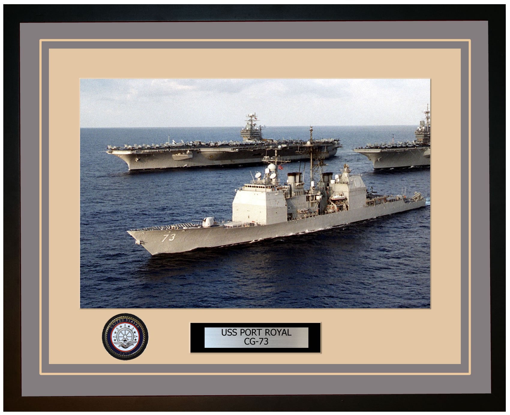 USS PORT ROYAL CG-73 Framed Navy Ship Photo Grey