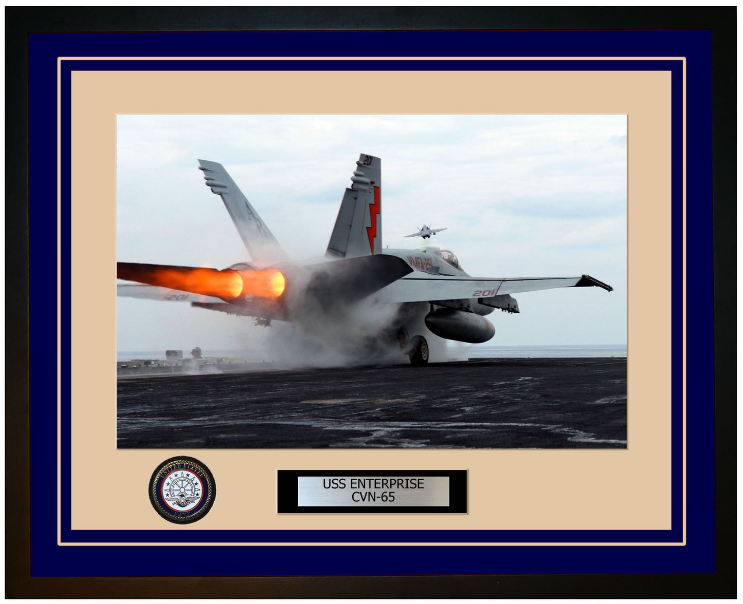 USS ENTERPRISE CVN-65 Framed Navy Ship Photo Blue