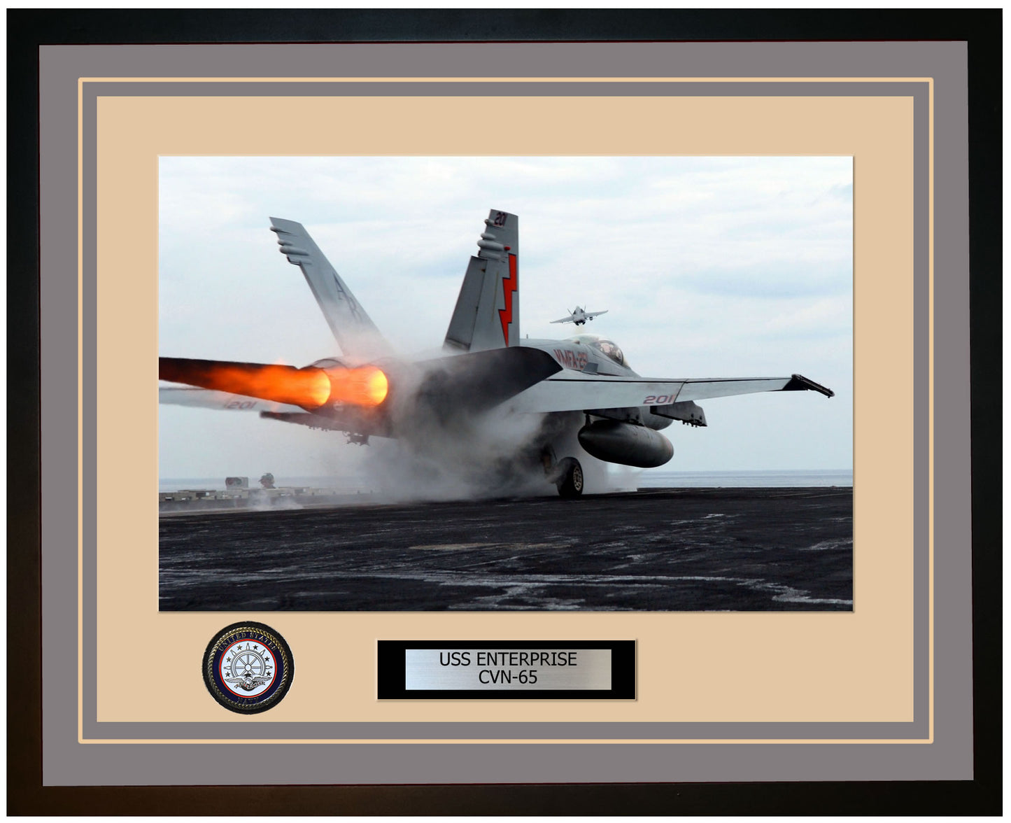 USS ENTERPRISE CVN-65 Framed Navy Ship Photo Grey