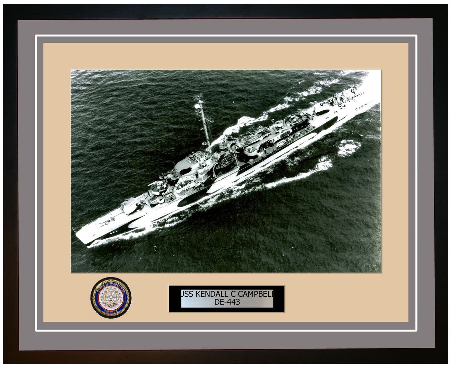 USS Kendall C Campbell DE-443 Framed Navy Ship Photo Grey
