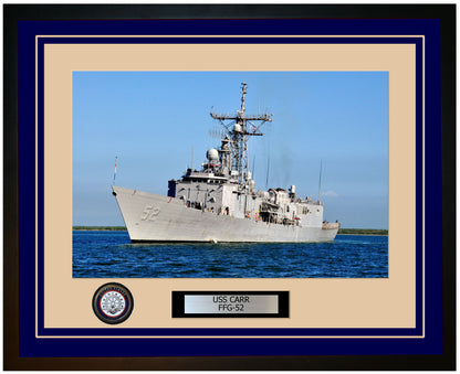 USS CARR FFG-52 Framed Navy Ship Photo Blue