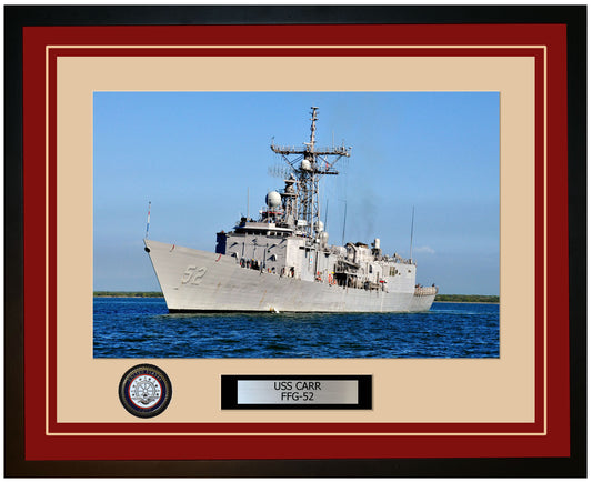 USS CARR FFG-52 Framed Navy Ship Photo Burgundy