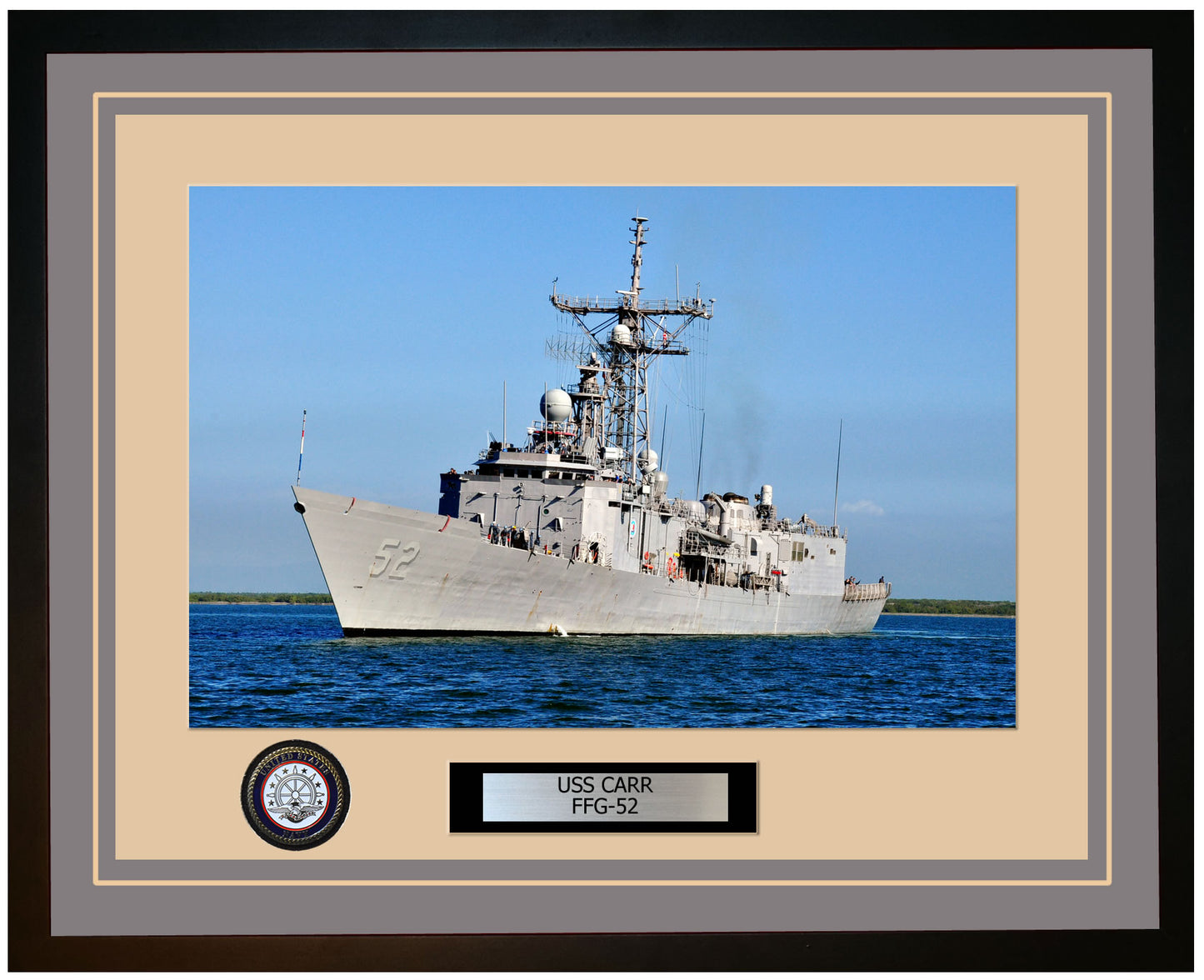 USS CARR FFG-52 Framed Navy Ship Photo Grey