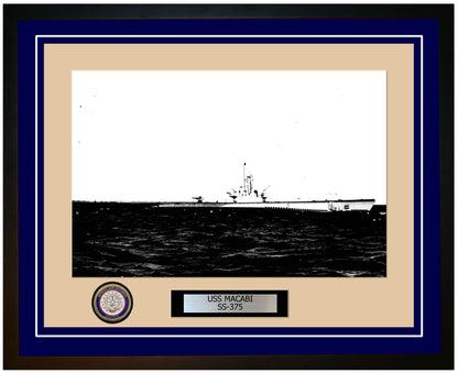 USS Macabi SS-375 Framed Navy Ship Photo Blue