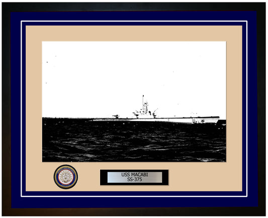 USS Macabi SS-375 Framed Navy Ship Photo Blue
