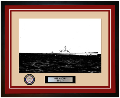 USS Macabi SS-375 Framed Navy Ship Photo Burgundy