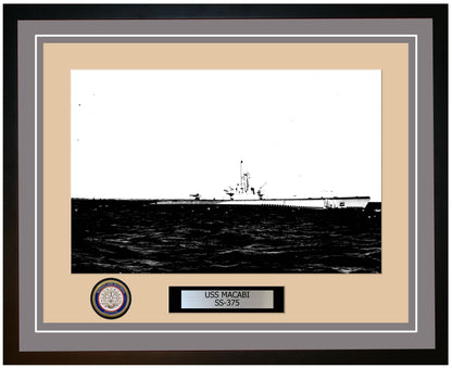 USS Macabi SS-375 Framed Navy Ship Photo Grey