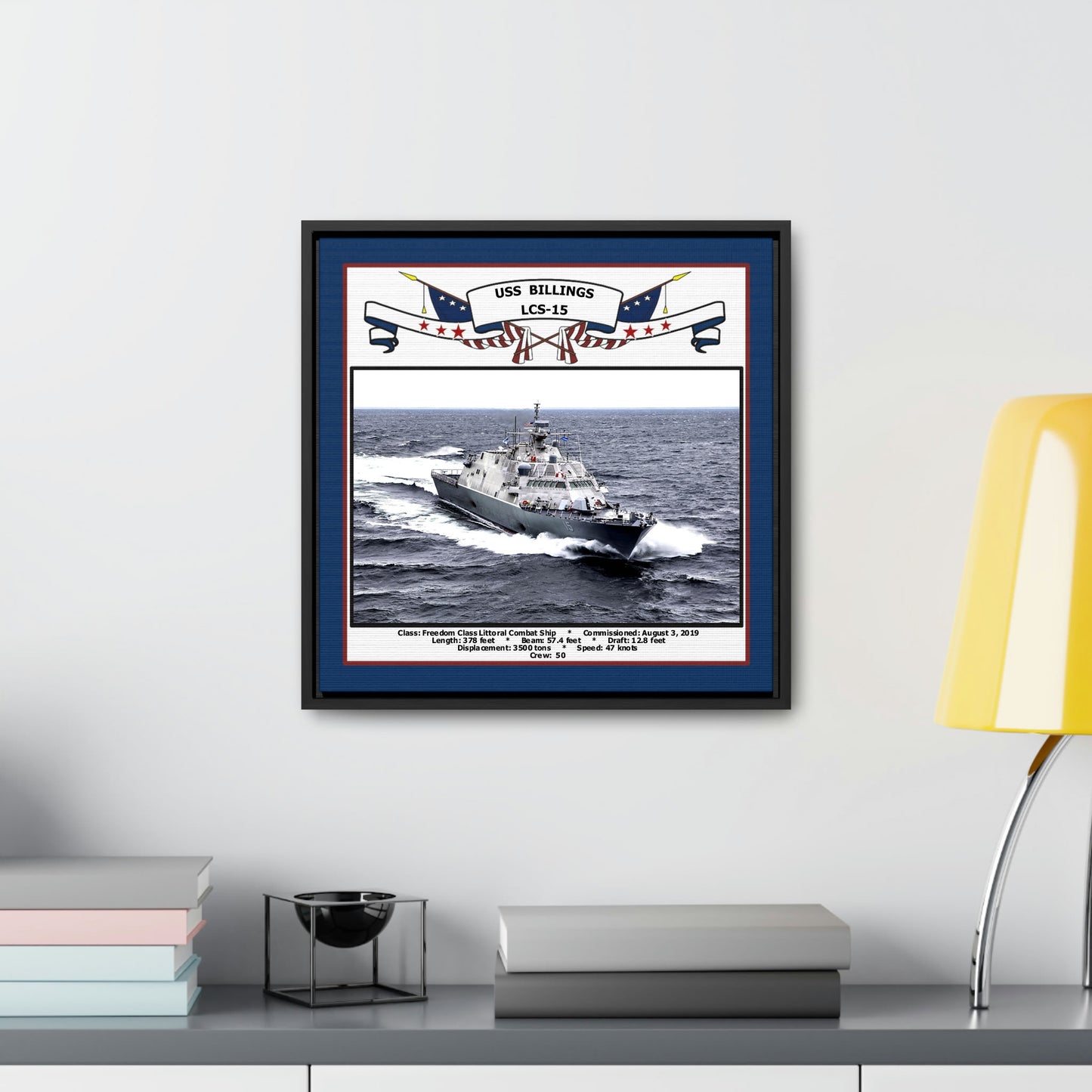 USS Billings LCS-15 Navy Floating Frame Photo Desk View