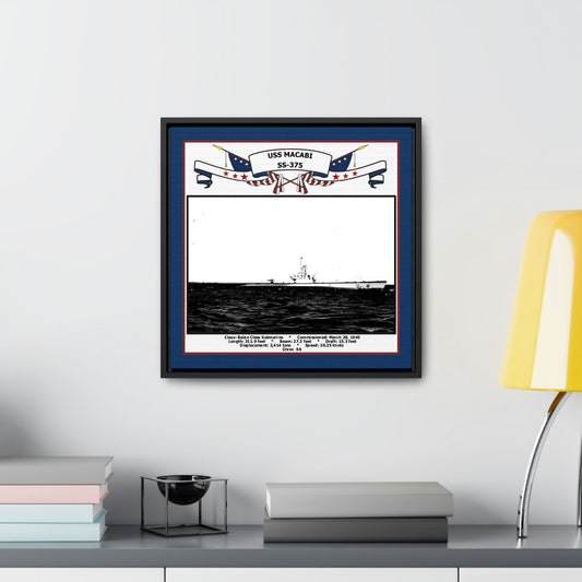 USS Macabi SS-375 Navy Floating Frame Photo Desk View