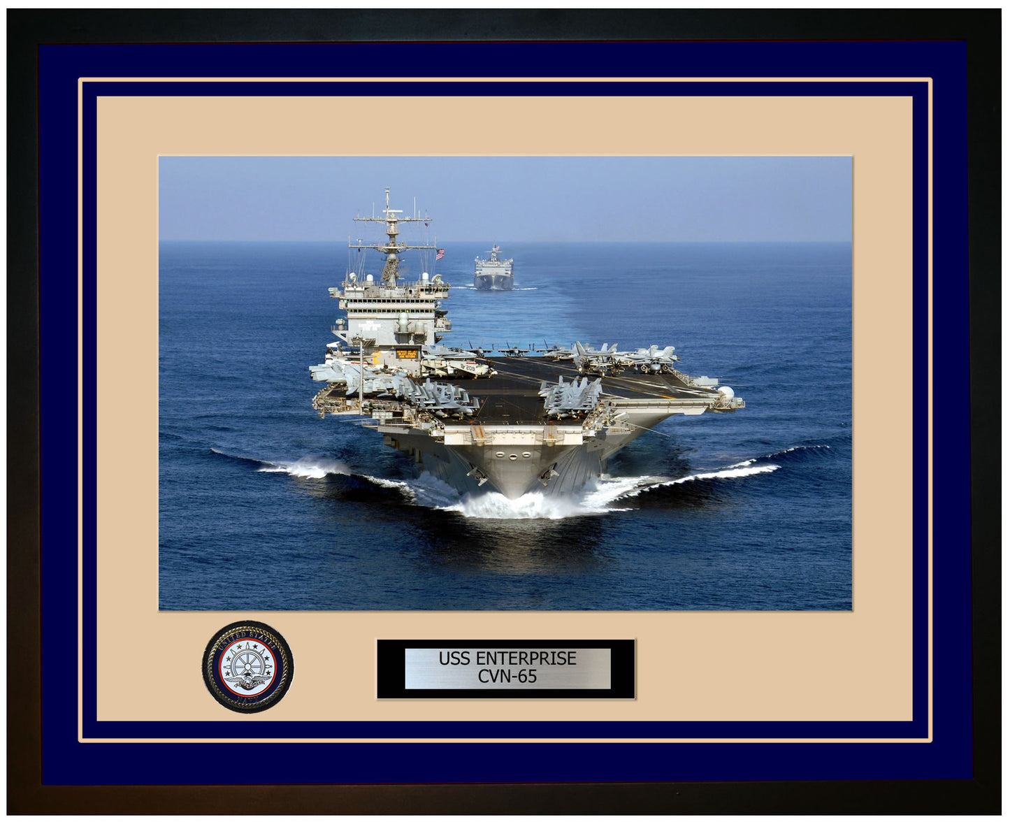 USS ENTERPRISE CVN-65 Framed Navy Ship Photo Blue