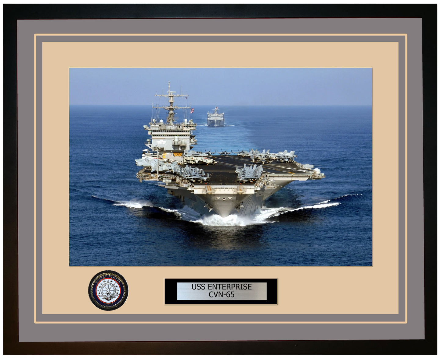USS ENTERPRISE CVN-65 Framed Navy Ship Photo Grey