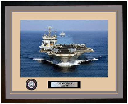 USS ENTERPRISE CVN-65 Framed Navy Ship Photo Grey