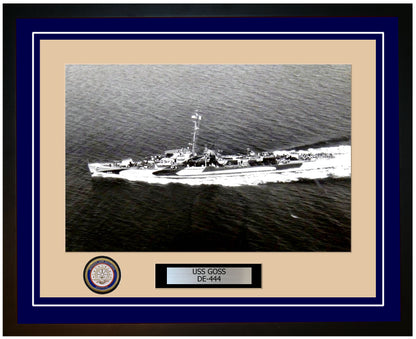 USS Goss DE-444 Framed Navy Ship Photo Blue