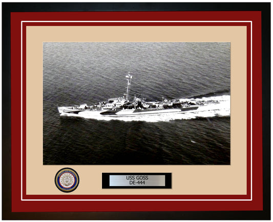 USS Goss DE-444 Framed Navy Ship Photo Burgundy