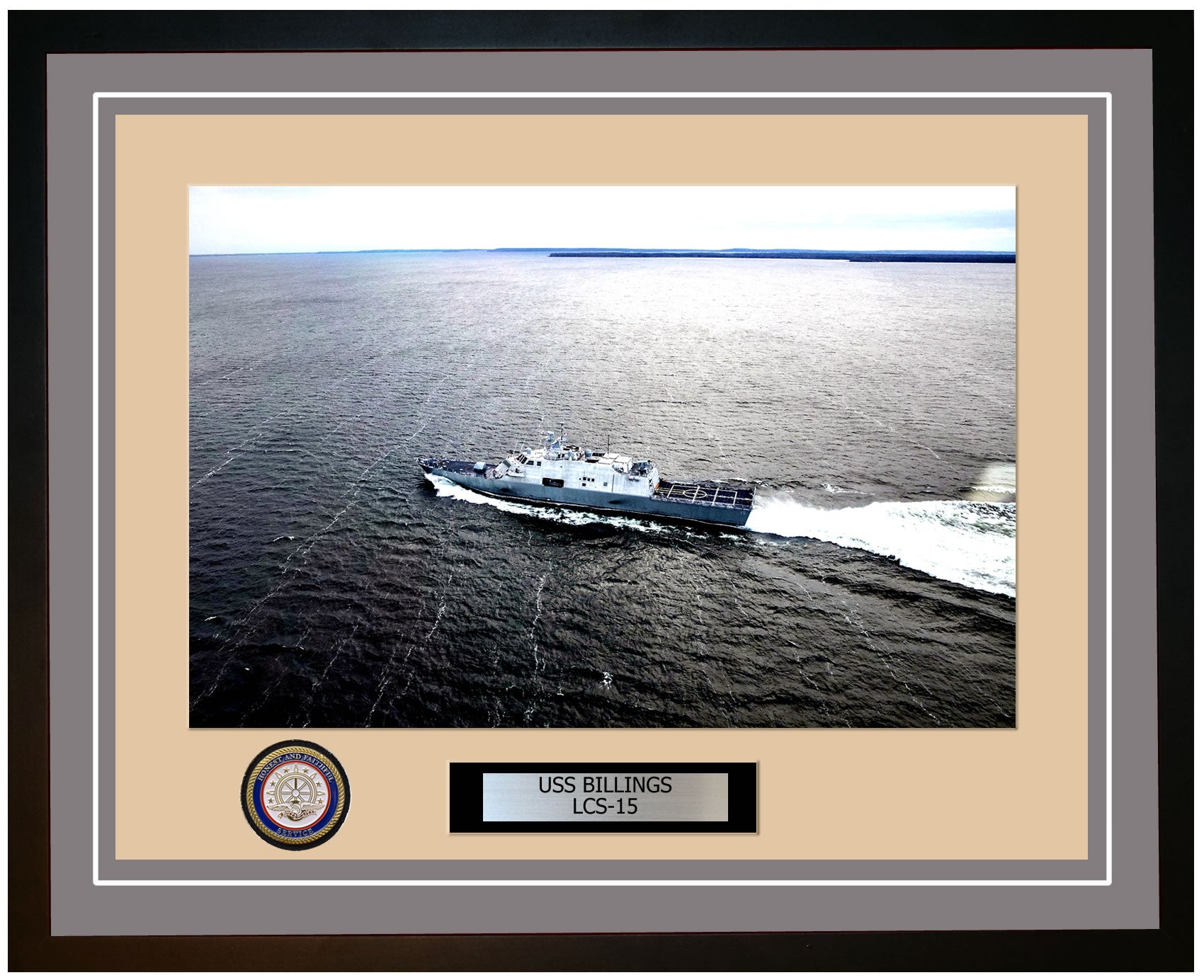 USS Billings LCS-15 Framed Navy Ship Photo Grey