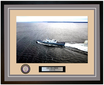 USS Billings LCS-15 Framed Navy Ship Photo Grey