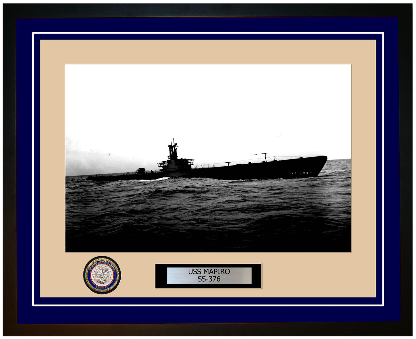 USS Mapiro SS-376 Framed Navy Ship Photo Blue