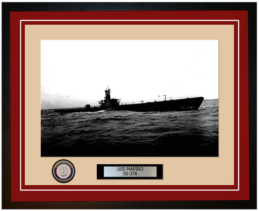 USS Mapiro SS-376 Framed Navy Ship Photo Burgundy
