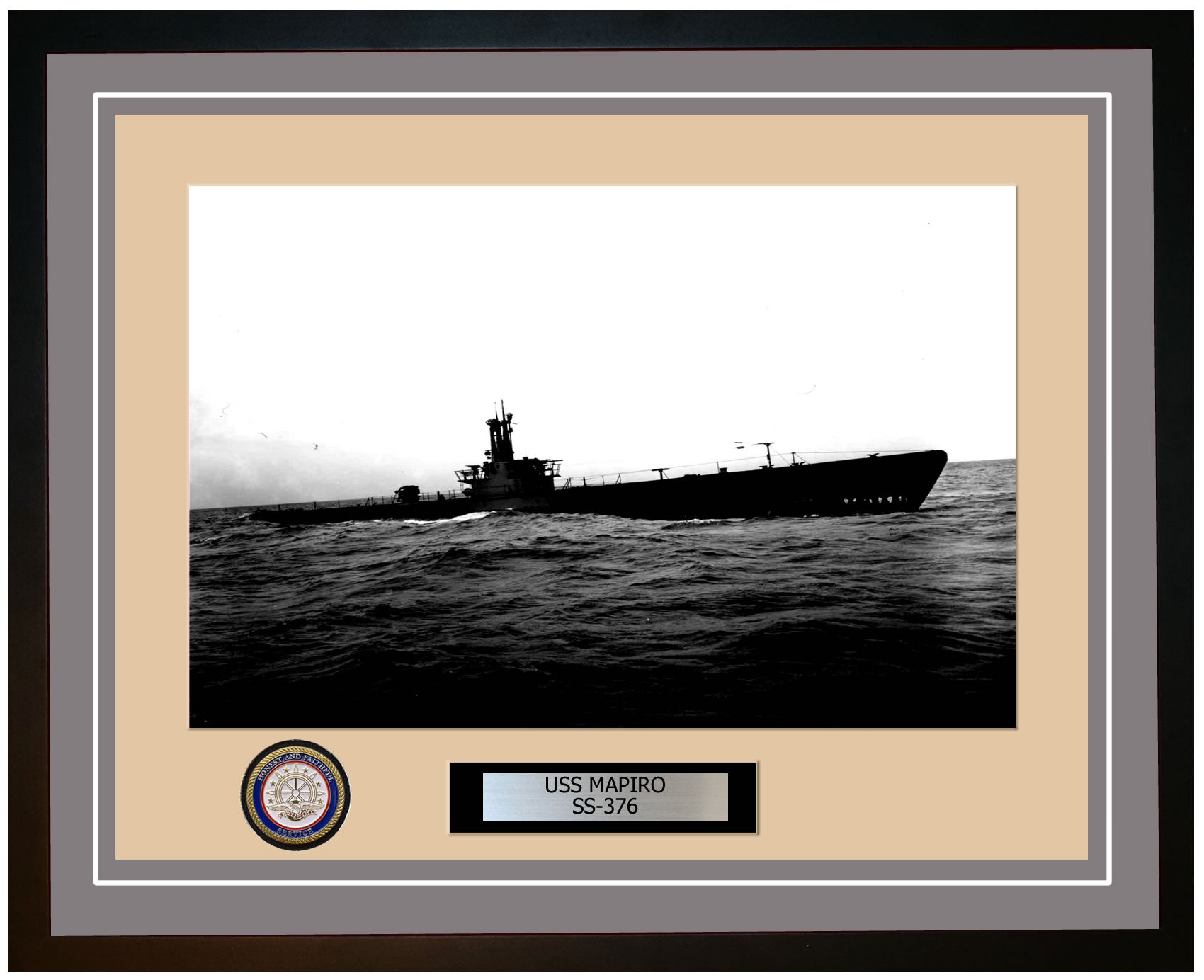 USS Mapiro SS-376 Framed Navy Ship Photo Grey