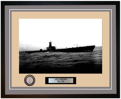 USS Mapiro SS-376 Framed Navy Ship Photo Grey