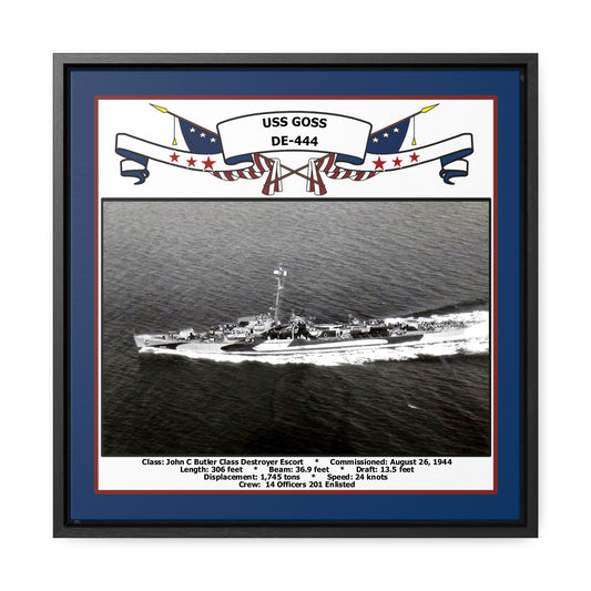 USS Goss DE-444 Navy Floating Frame Photo Front View