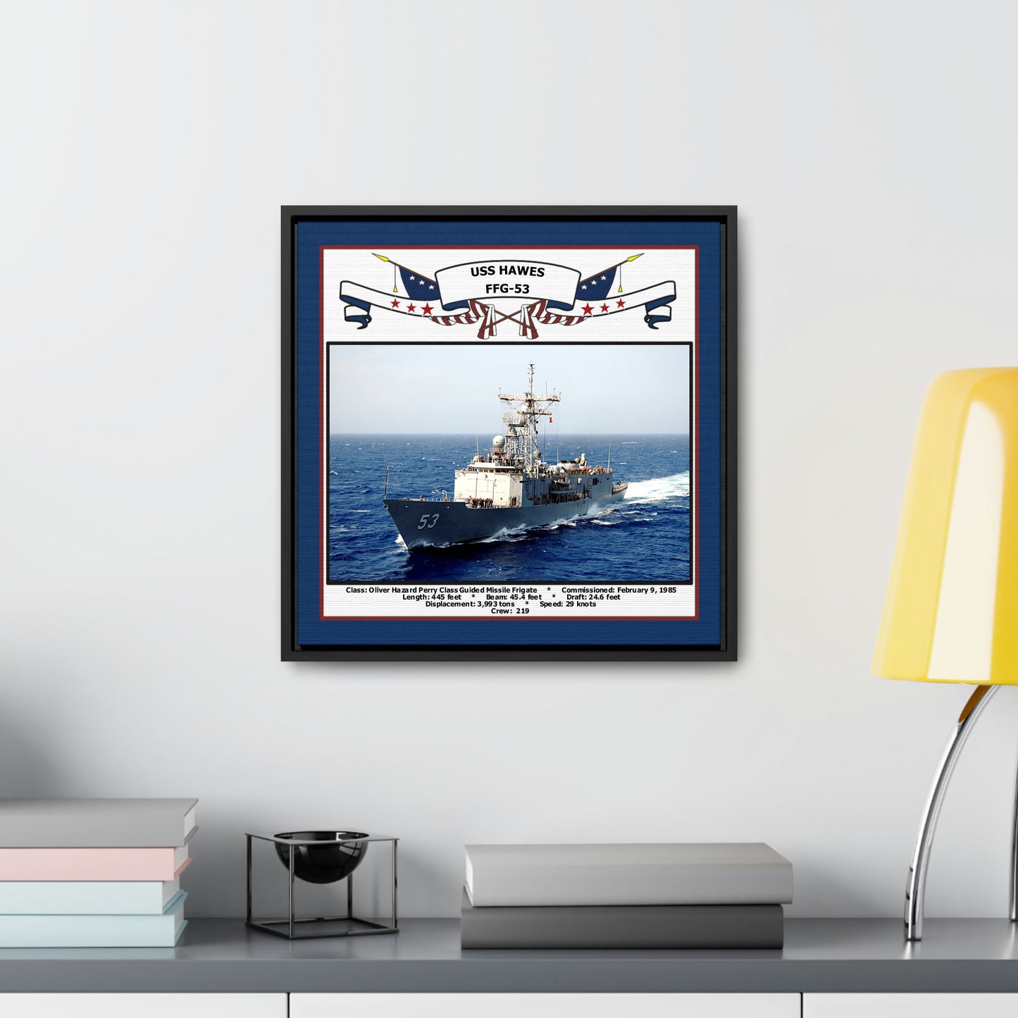 USS Hawes FFG-53 Navy Floating Frame Photo Desk View