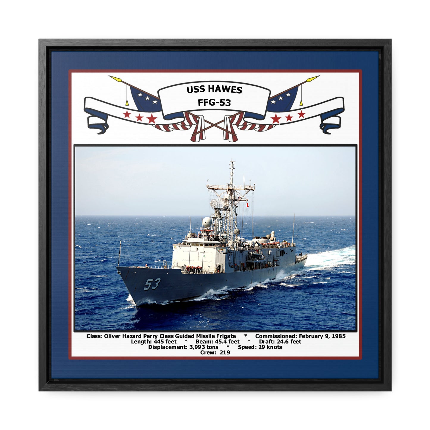 USS Hawes FFG-53 Navy Floating Frame Photo Front View