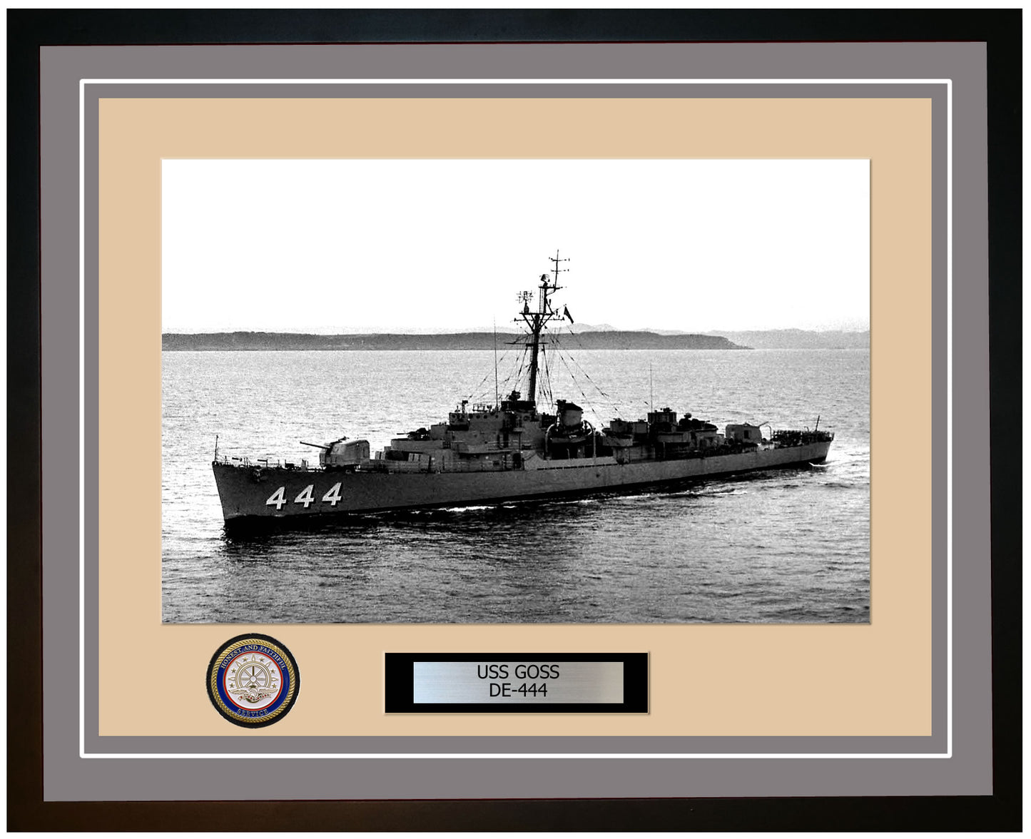 USS Goss DE-444 Framed Navy Ship Photo Grey