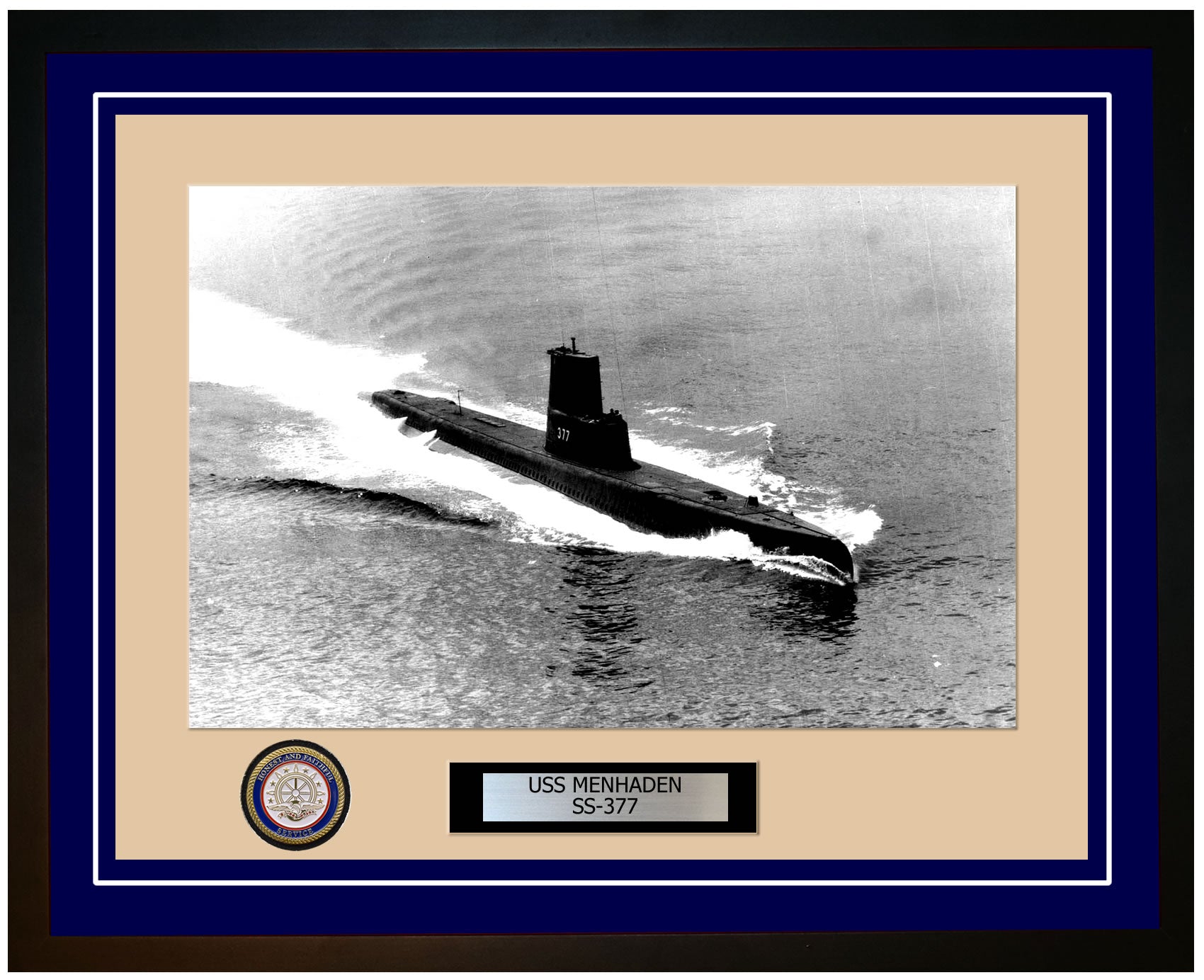 USS Menhaden SS-377 Framed Navy Ship Photo Blue