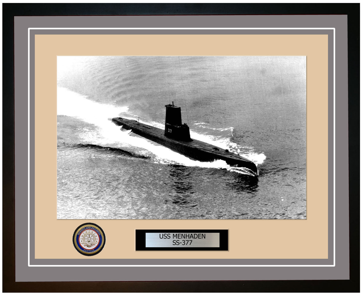 USS Menhaden SS-377 Framed Navy Ship Photo Grey