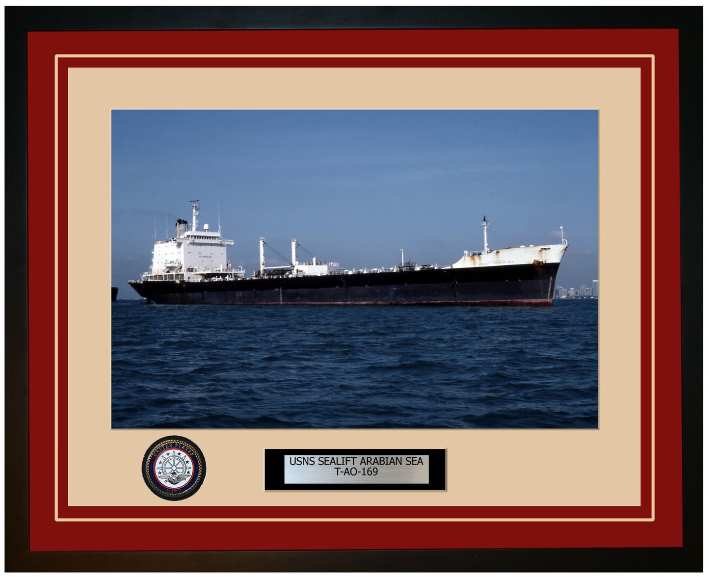 USS SEALIFT-ARABIAN-SEA T-AO-169 Framed Navy Ship Photo Burgundy