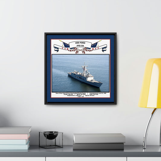 USS Ford FFG-54 Navy Floating Frame Photo Desk View