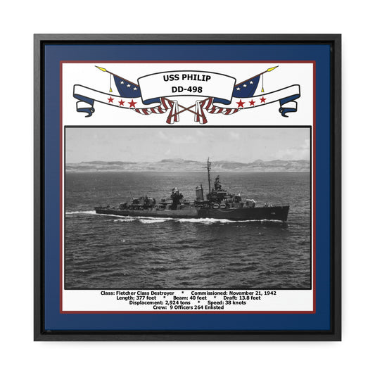 USS Philip DD-498 Navy Floating Frame Photo Front View
