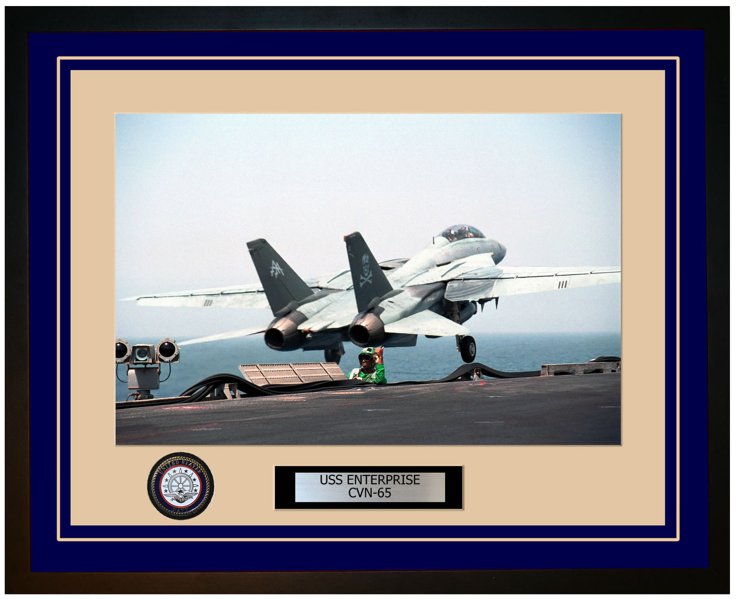 USS ENTERPRISE CVN-65 Framed Navy Ship Photo Blue