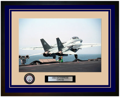 USS ENTERPRISE CVN-65 Framed Navy Ship Photo Blue