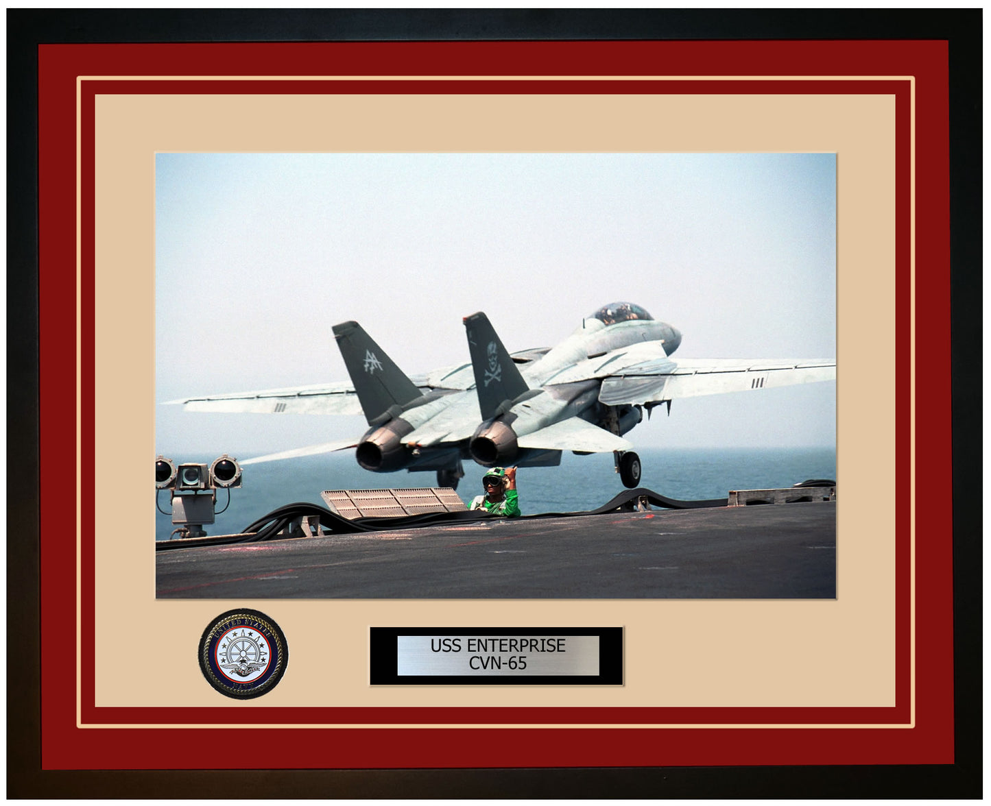 USS ENTERPRISE CVN-65 Framed Navy Ship Photo Burgundy