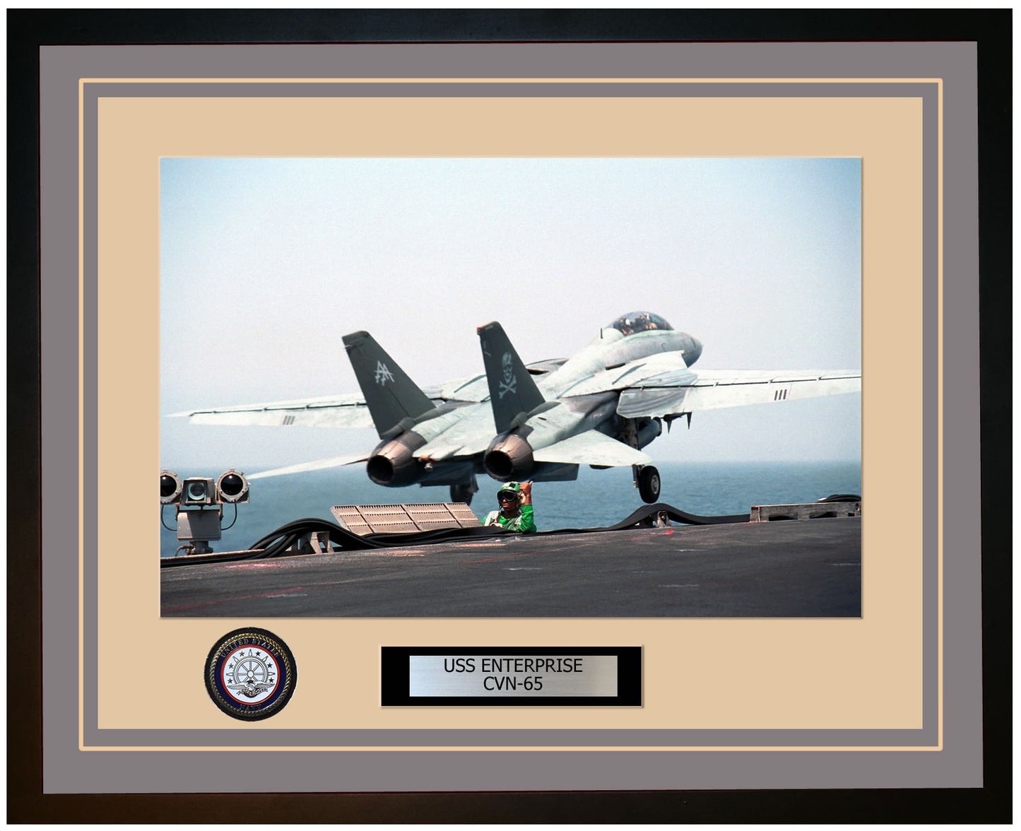 USS ENTERPRISE CVN-65 Framed Navy Ship Photo Grey