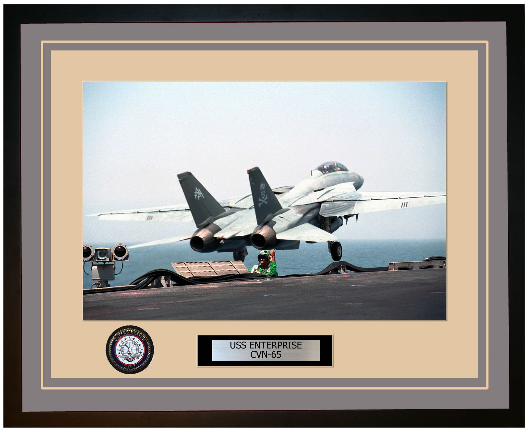 USS ENTERPRISE CVN-65 Framed Navy Ship Photo Grey