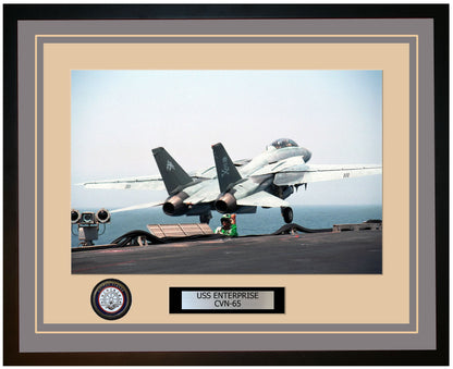 USS ENTERPRISE CVN-65 Framed Navy Ship Photo Grey