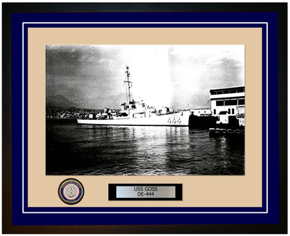 USS Goss DE-444 Framed Navy Ship Photo Blue