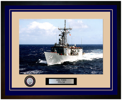 USS FORD FFG-54 Framed Navy Ship Photo Blue
