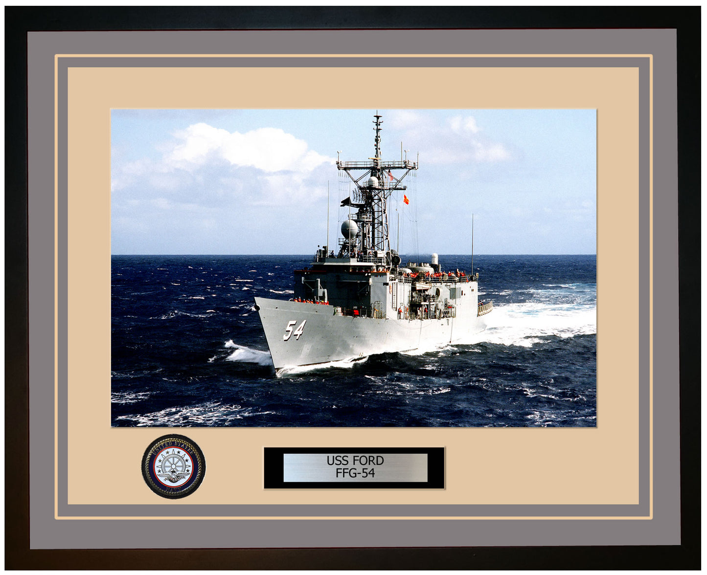 USS FORD FFG-54 Framed Navy Ship Photo Grey