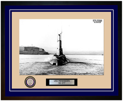 USS Menhaden SS-377 Framed Navy Ship Photo Blue
